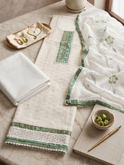 Neck Embroidered Cotton Blend Unstitched Suit With Dupatta