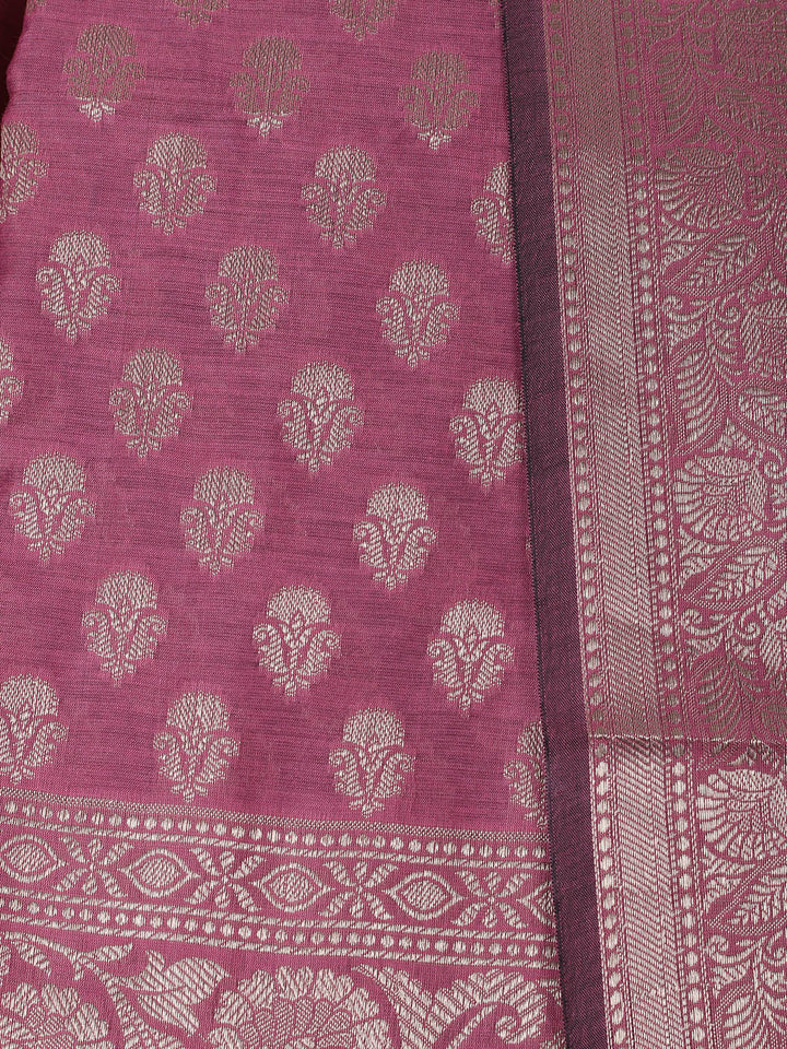 Woven Design Chanderi Unstitched Suit With Pant &amp; Dupatta