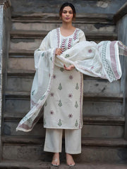 Printed Cotton Blend Kurta With Pant & Dupatta