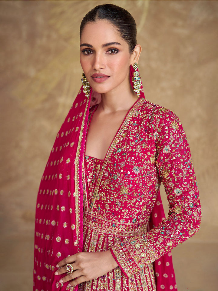 Embroidered Georgette Suit With Pant &amp; Dupatta
