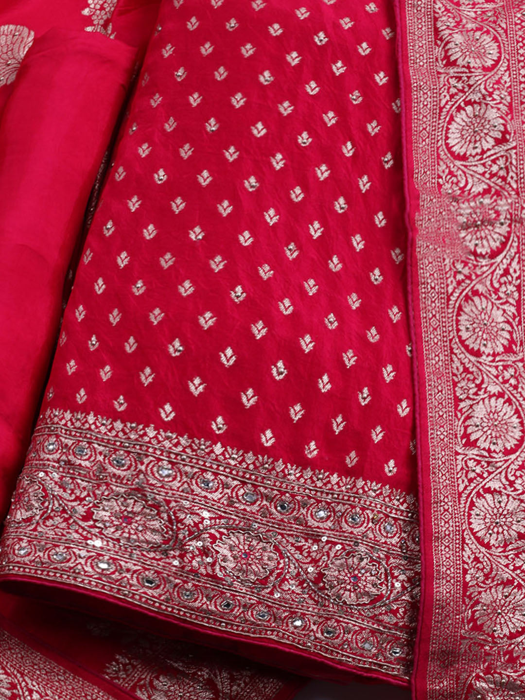 Banarasi Art Silk Unstitched Suit With Dupatta