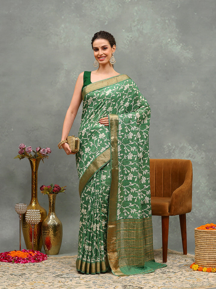 Thread Embroidered Chiffon Saree