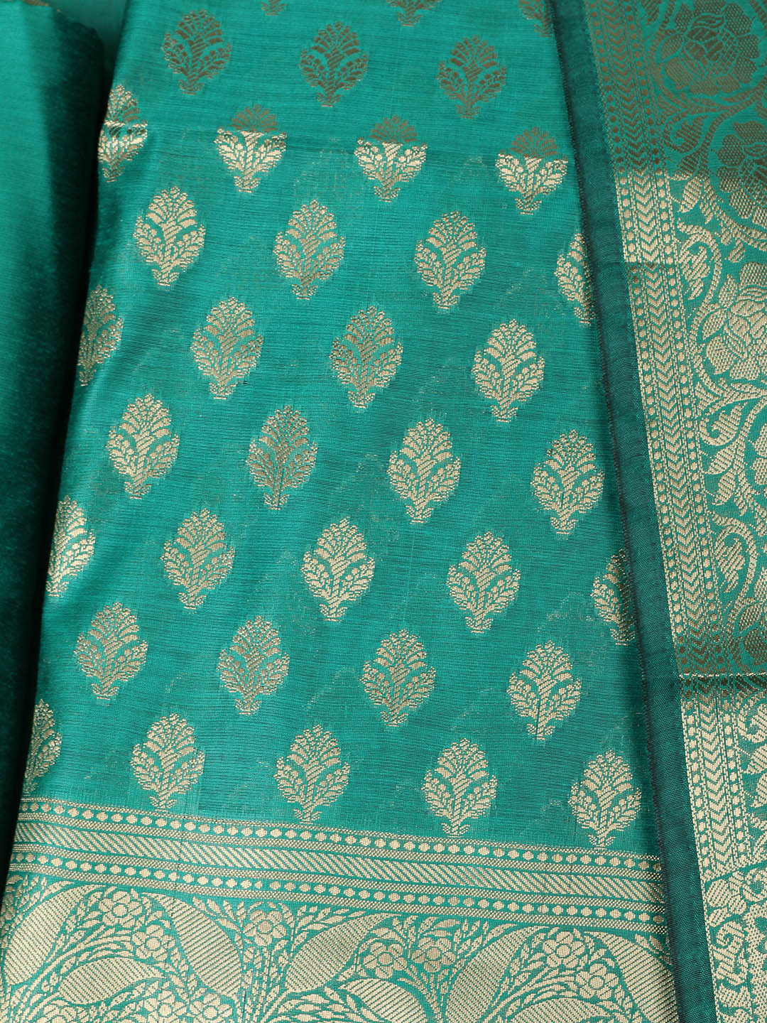 Woven Design Chanderi Unstitched Suit With Pant &amp; Dupatta