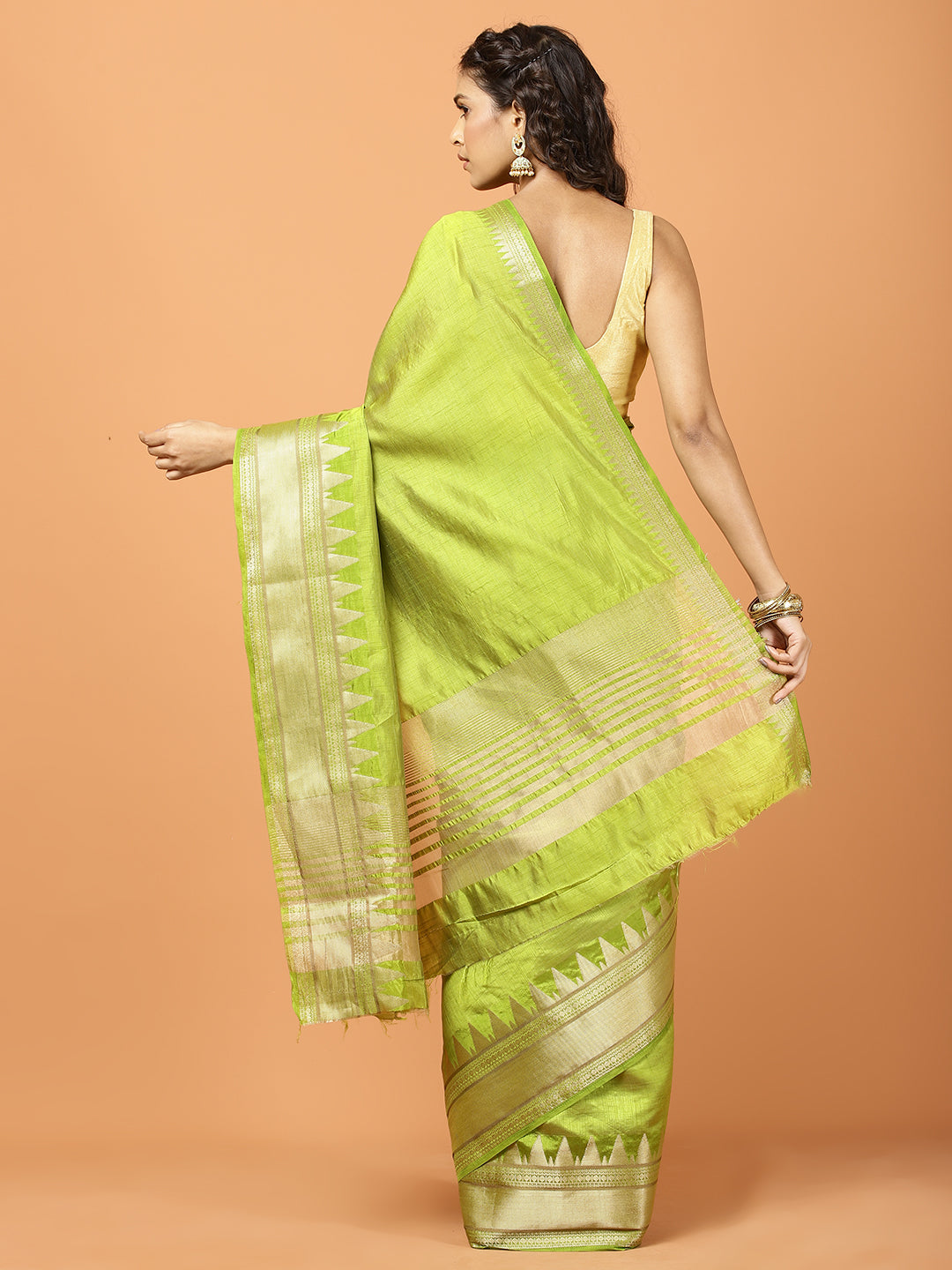 Plain Zari Border Art Silk Woven Saree
