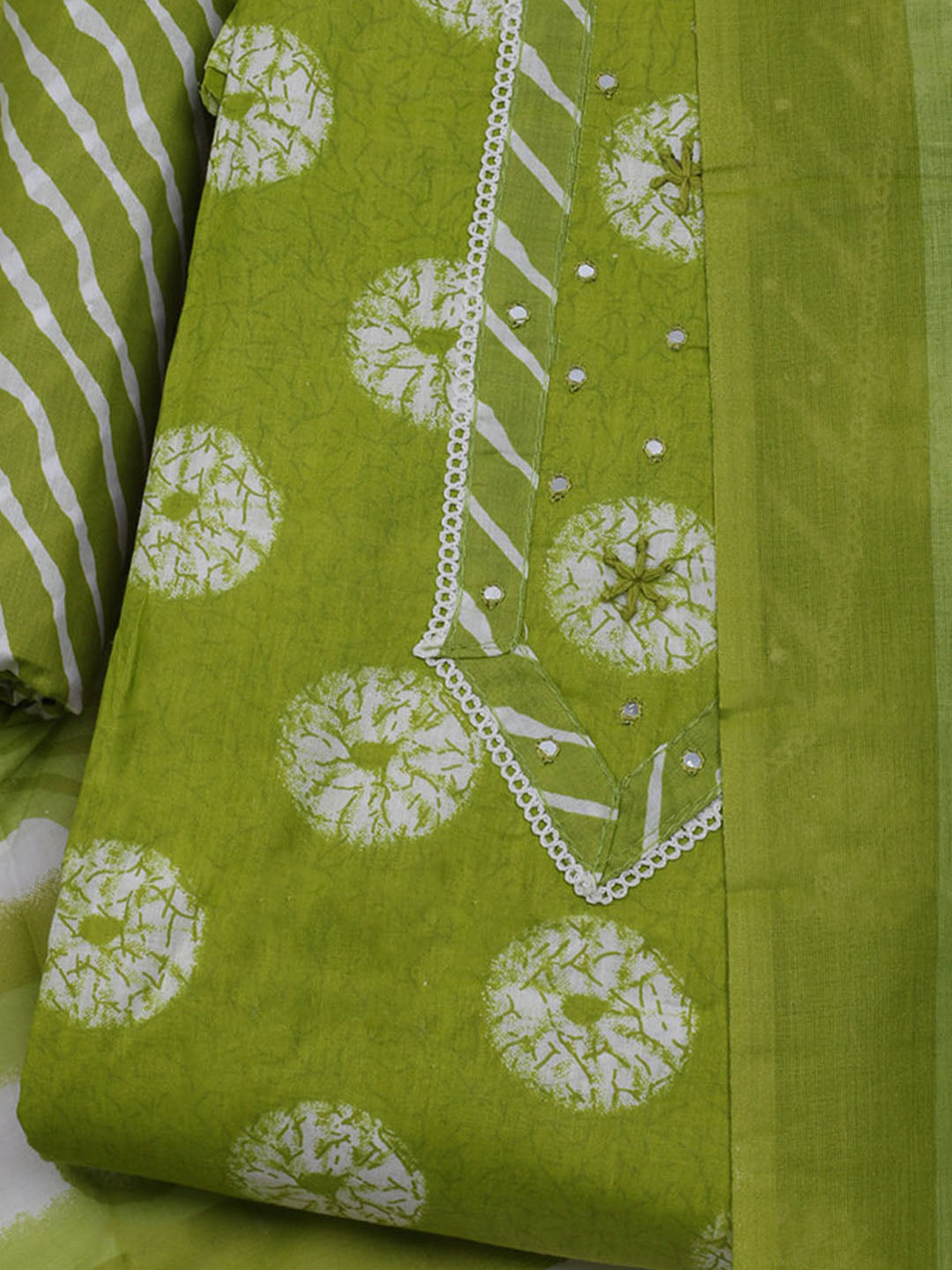 Printed Cotton Blend Unstitched Suit With Dupatta