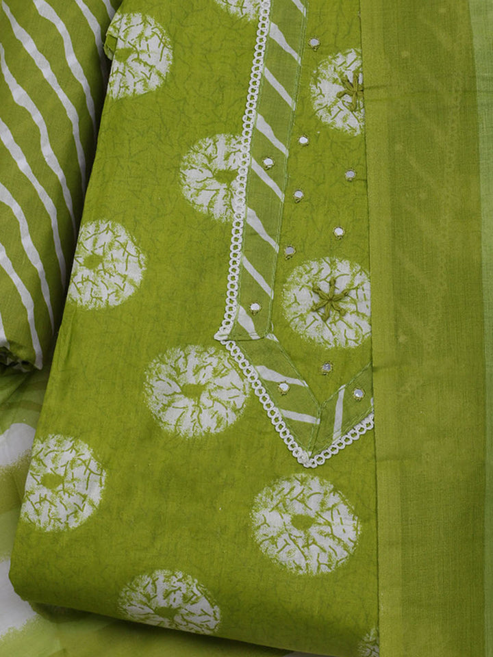 Printed Cotton Blend Unstitched Suit With Dupatta