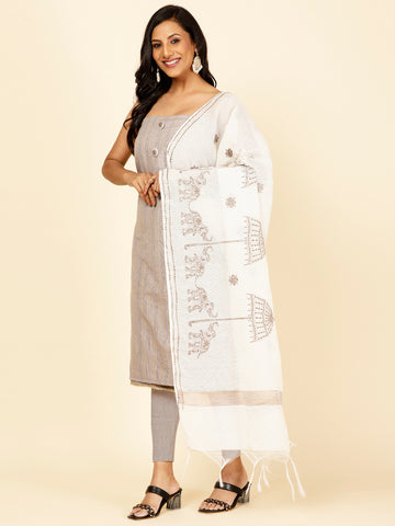 Printed Cotton Unstitched Suit Piece With Dupatta