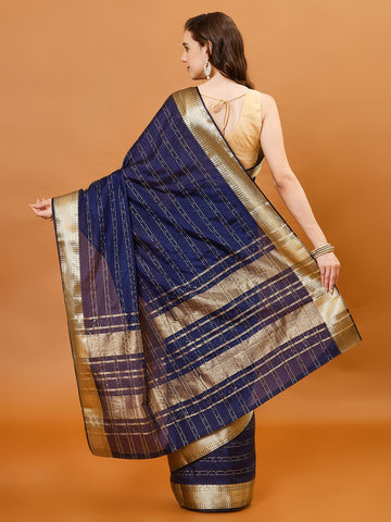 Plain Zari Border Organza Saree