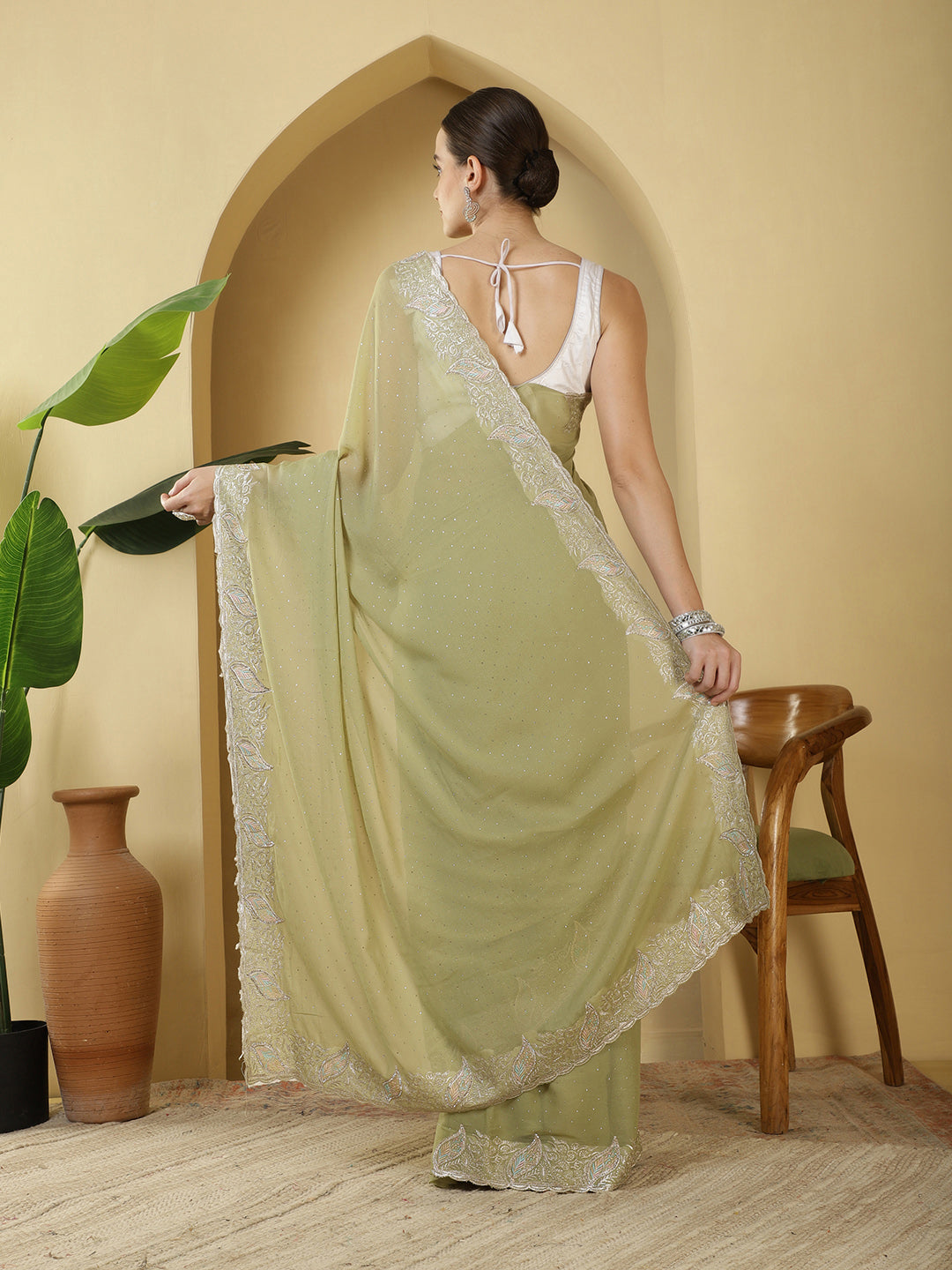 Sequence Work Georgette Saree