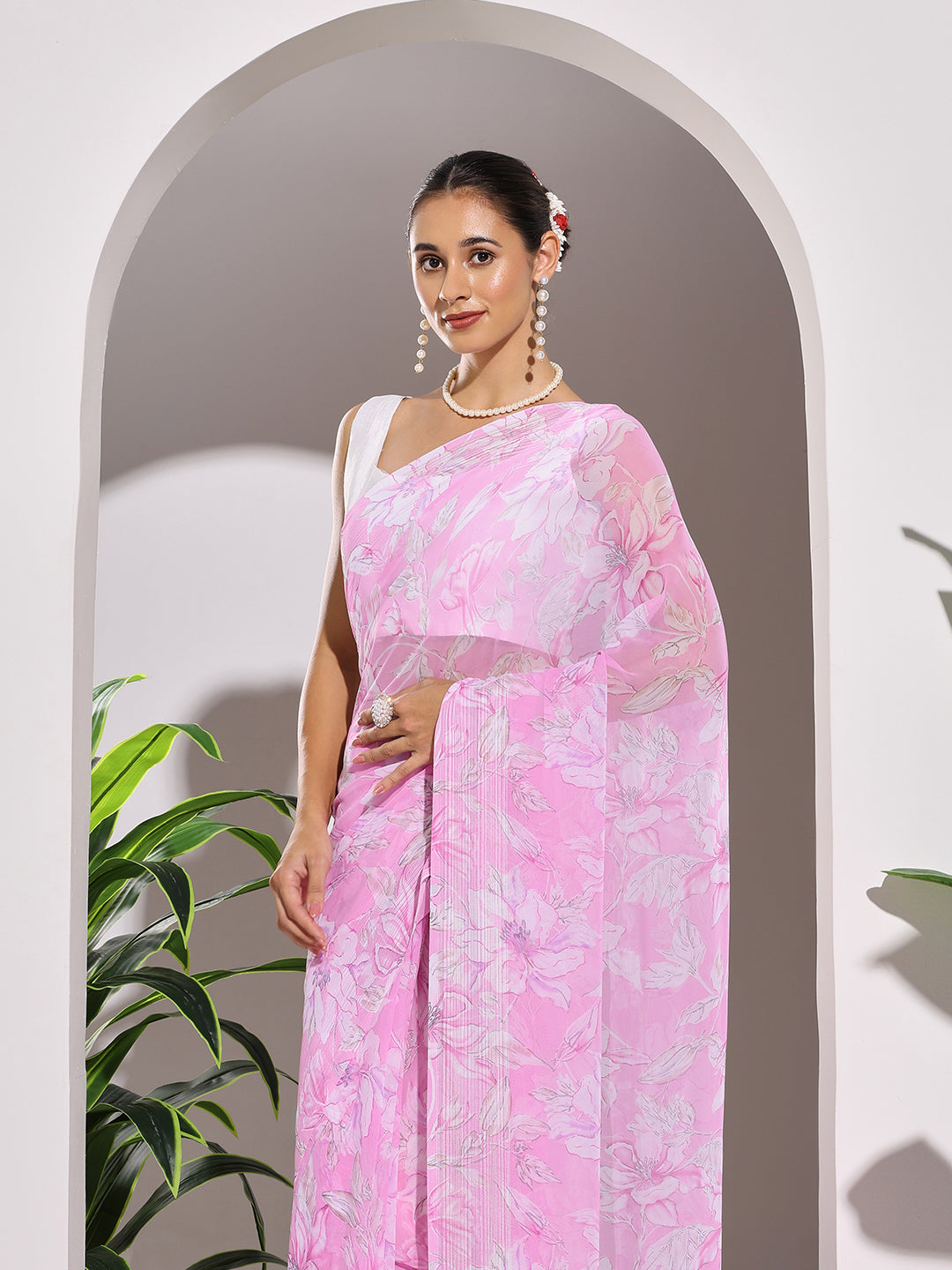 Floral Printed Georgette Saree