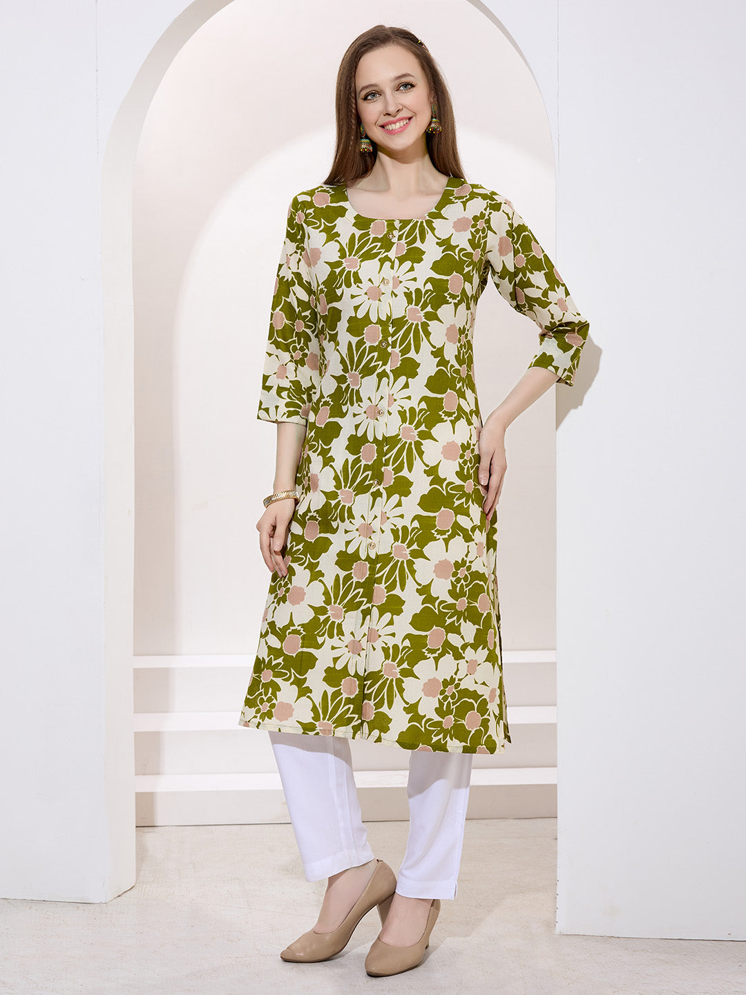 Floral Printed Cotton Kurta