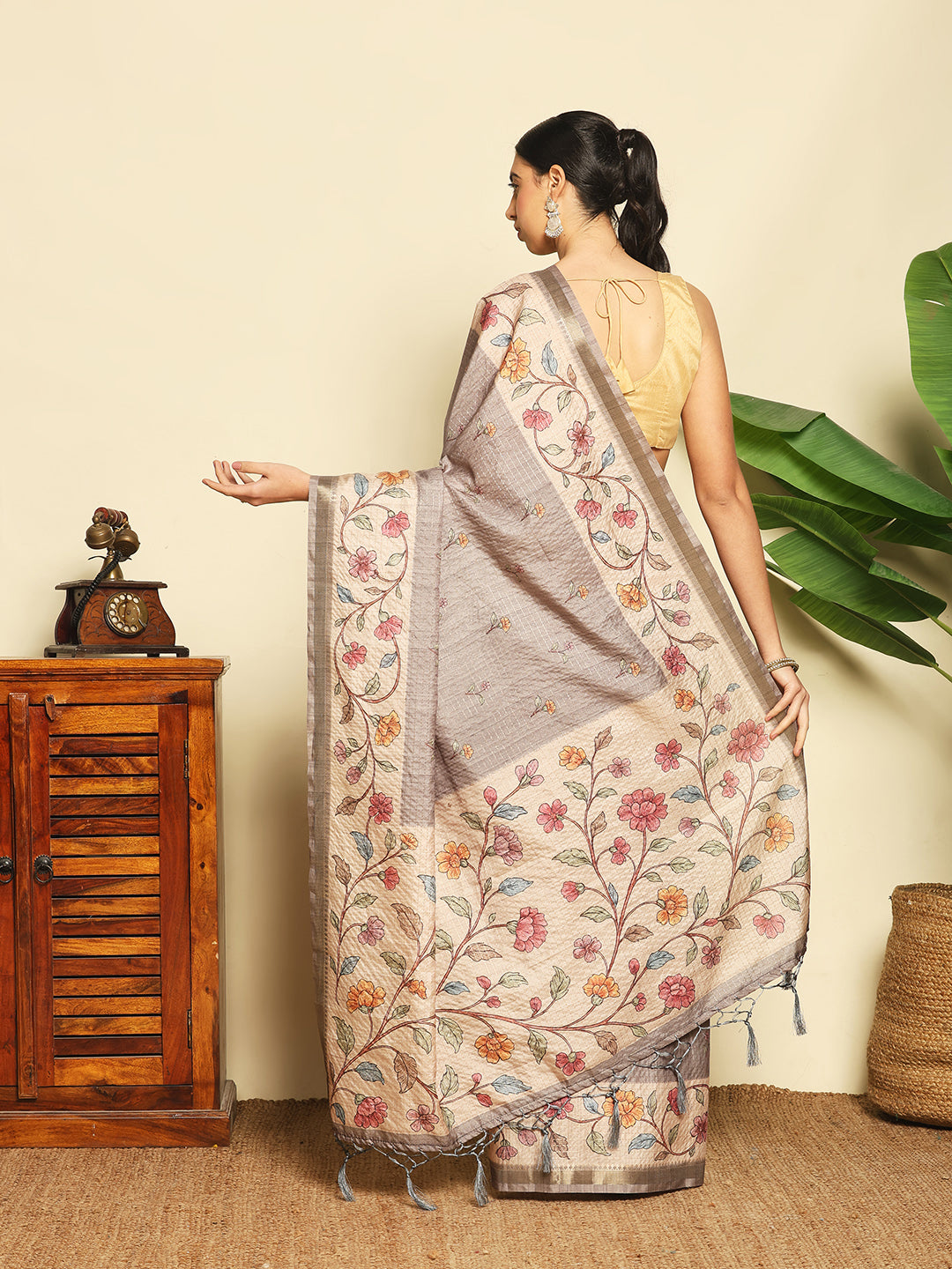 Printed Tussar Saree