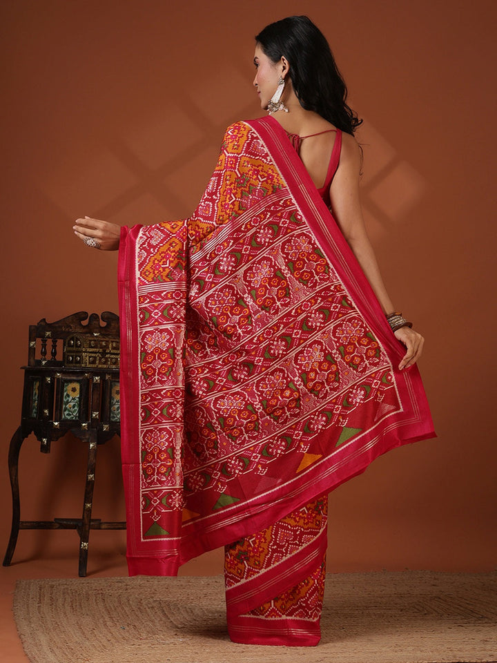 Digital Printed Art Silk Saree