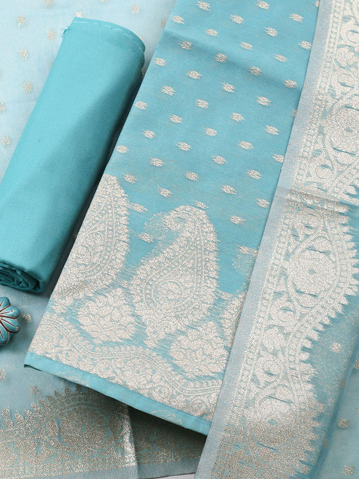 Woven Design Tissue Unstitched Suit With Pant Dupatta
