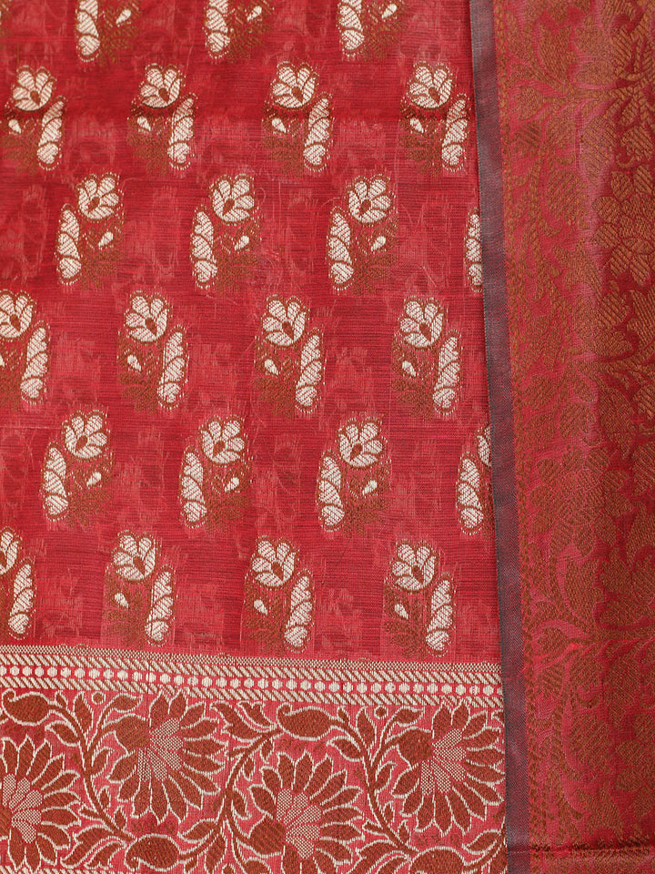 Woven Design Chanderi Unstitched Suit With Pant &amp; Dupatta