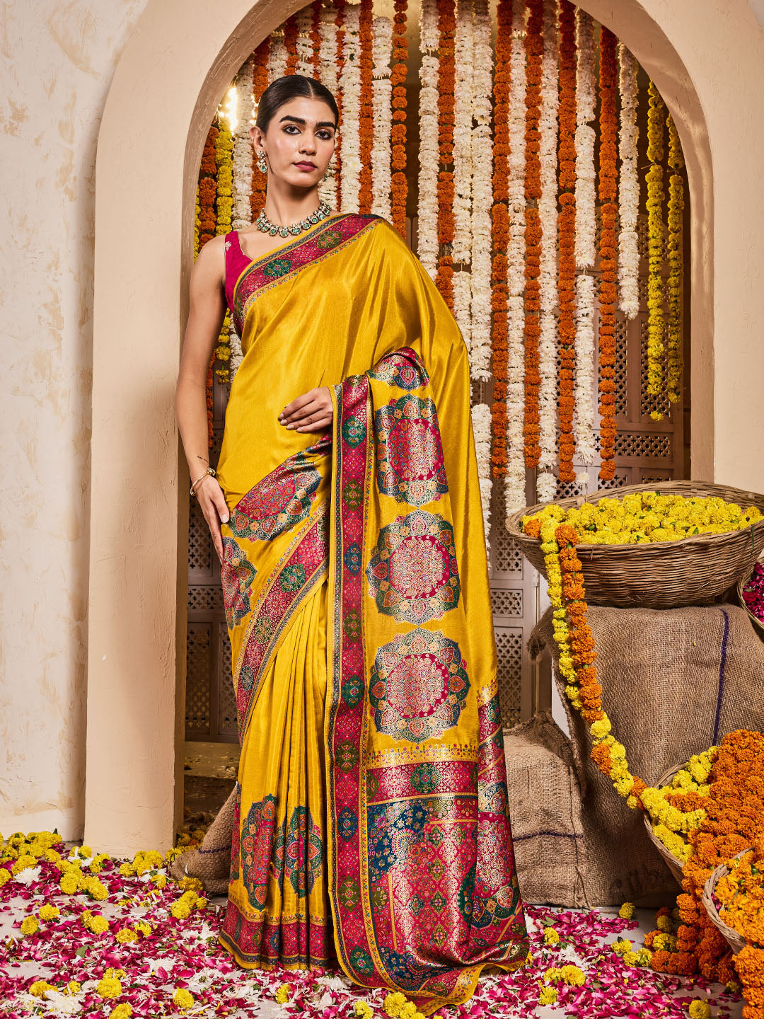Resham Border Art Silk Saree