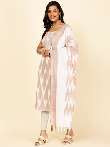 Neck Embroidered Printed Cotton Unstitched Suit Piece With Dupatta