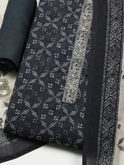 Embroidered Cotton Blend Unstitched Suit With Pant & Dupatta