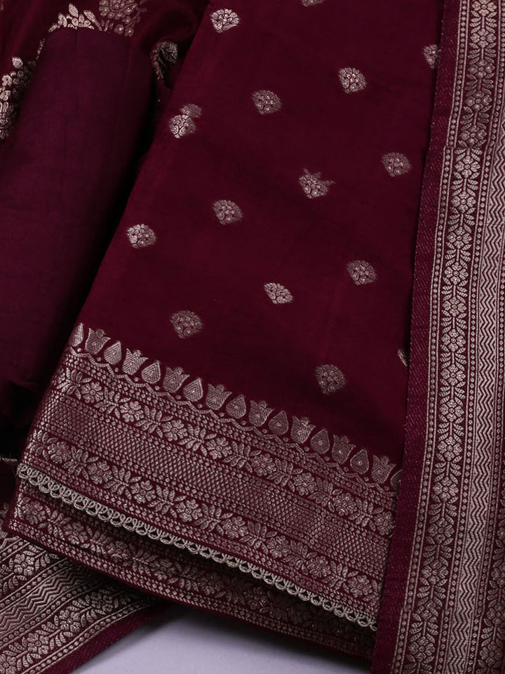 Woven Design Chanderi Unstitched Suit With Dupatta