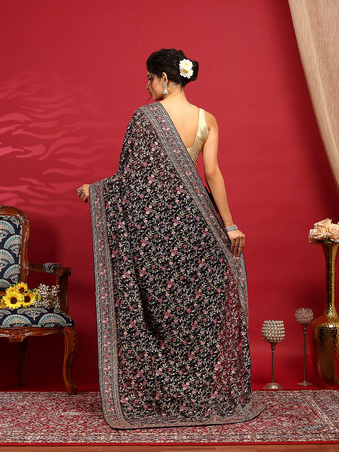 Embroidered Georgette Saree