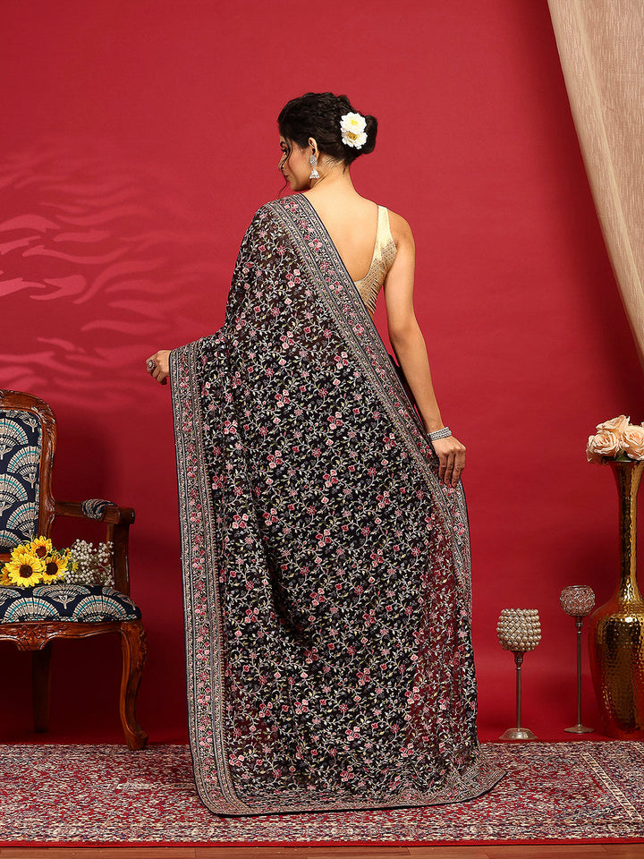 Embroidered Georgette Saree