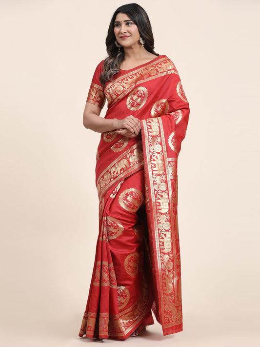 Zari Border Booti Handloom Saree