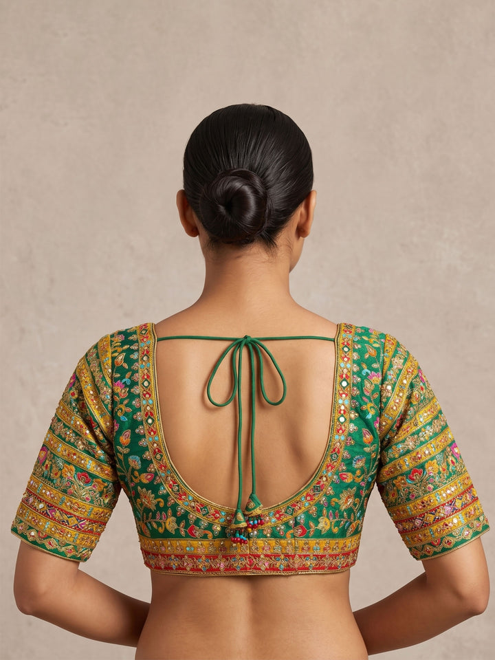 Premium Green Embroidery Viscose Blouse Piece