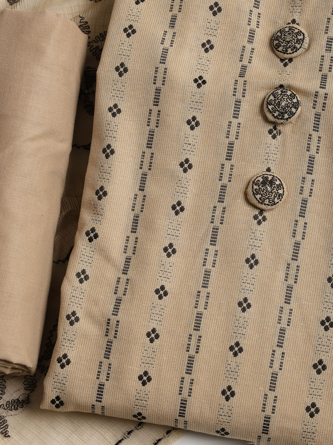 Woven Embroidered Cotton Blend Unstitched Suit With Dupatta