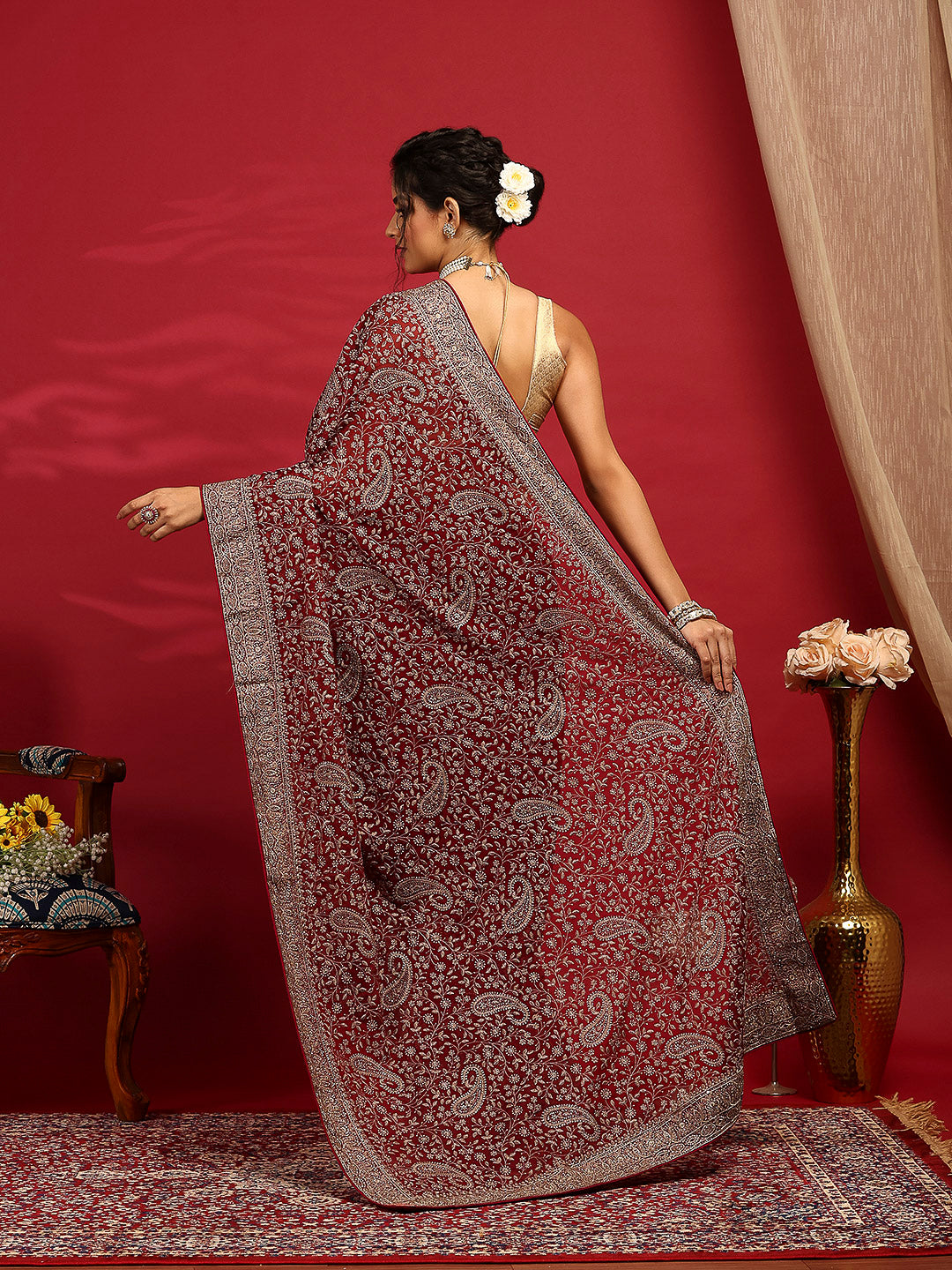 Embroidered Georgette Saree