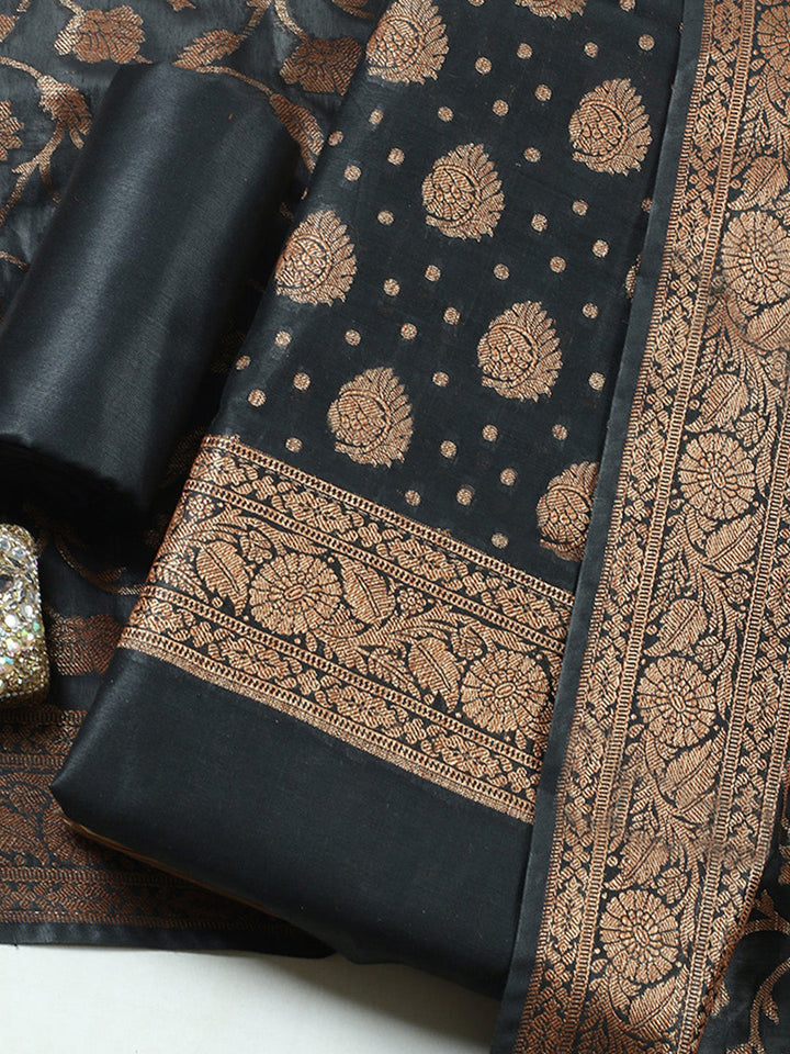 Banarasi Chanderi Unstitched Suit With Pant &amp; Dupatta