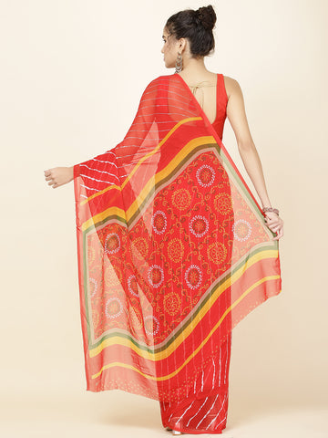 Leheriya Printed Georgette Woven Saree