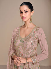 Embroidered Georgette Kurta With Pant And Dupatta