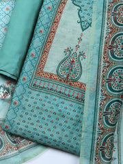 Embellished Chanderi Unstitched Suit With Pant & Dupatta