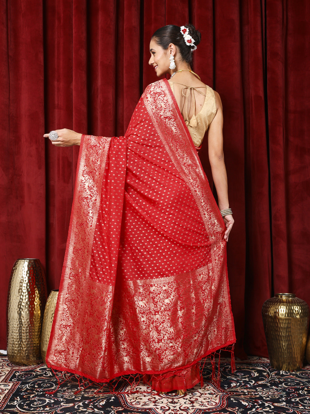 Zaari Jaal Crepe Saree