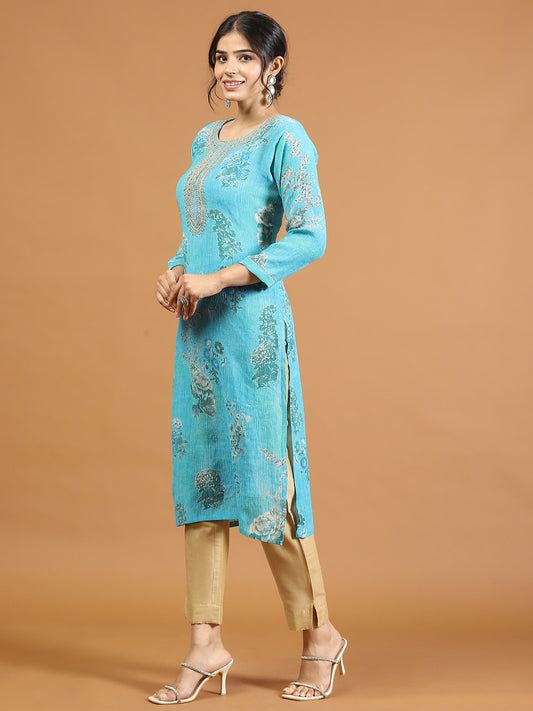 Neck Embroidery Chiffon Kurta