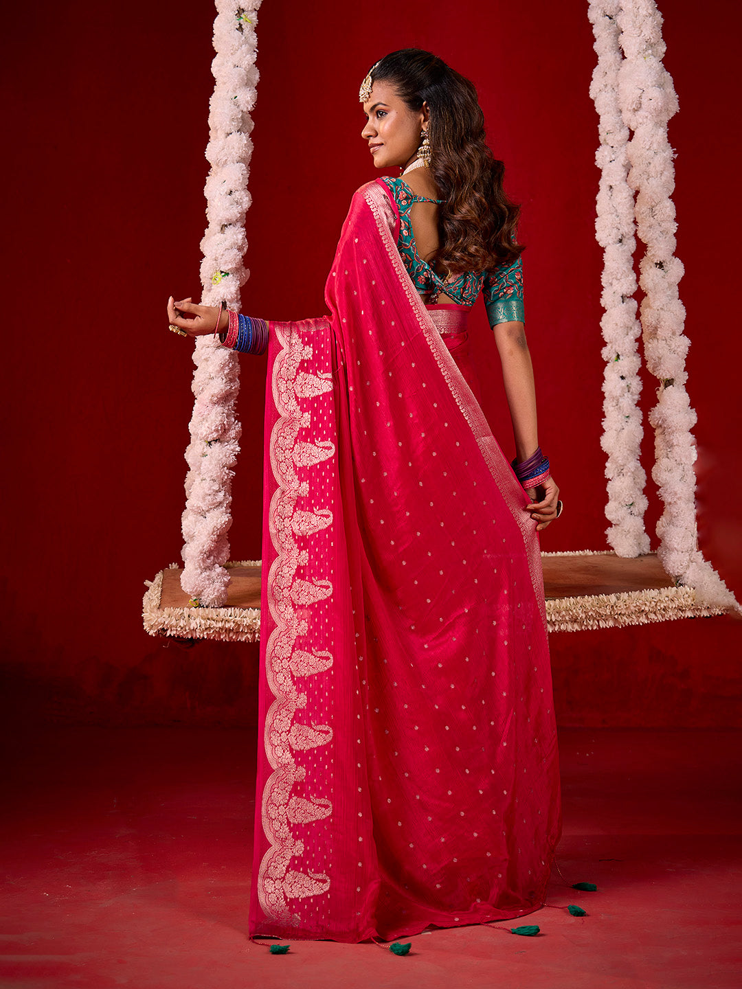 Plain Crepe Saree