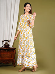 Printed Cotton Blend Kurti With Skirt