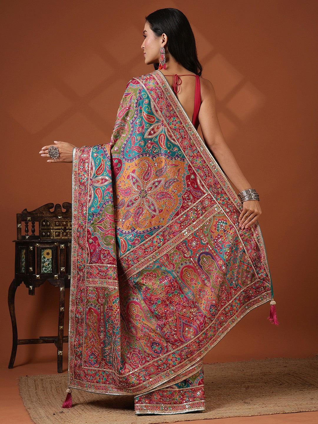 Printed Satin Saree