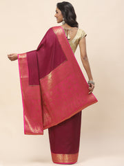 Plain Zari Border Woven Handloom Saree
