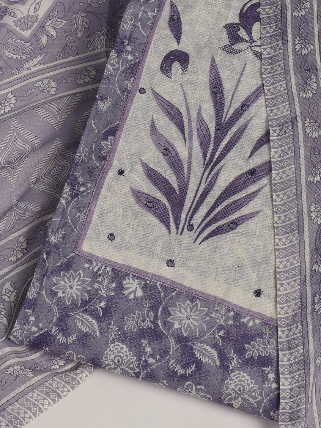 Neck Embroidered Cotton Blend Unstitched Suit With Dupatta