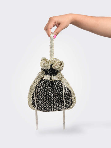 Black Sequin Embroidered Potli Bag