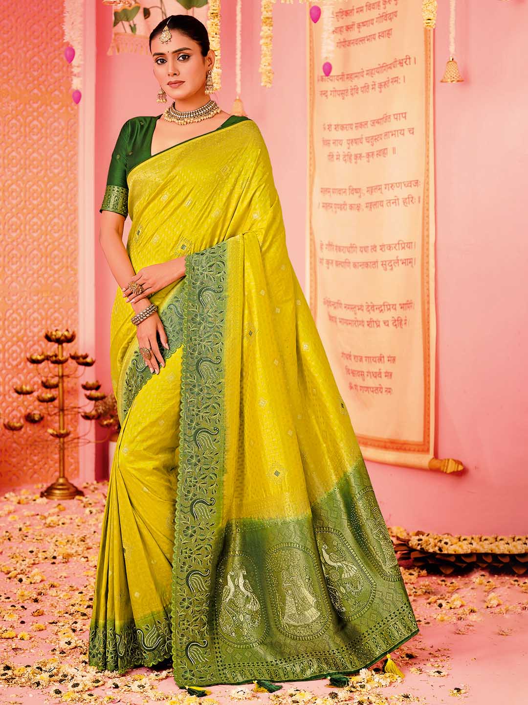 Woven Border Booti Art Silk Saree