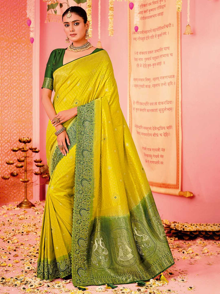 Woven Border Booti Art Silk Saree