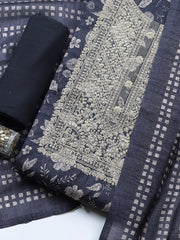 Embroidered Cotton Blend Unstitched Suit With Pant & Dupatta