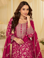 Embroidered Art Silk Gown With Dupatta