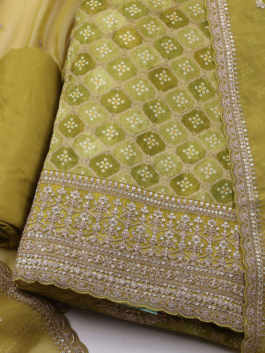 Embroidered Art Silk Unstitched Suit With Dupatta