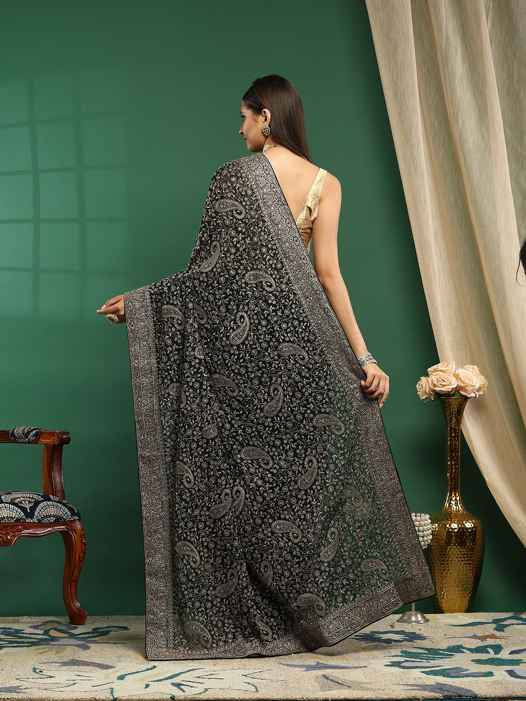 Embroidered Georgette Saree