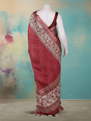 Printed Art Silk Rust Saree