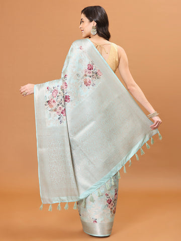 Digital Floral Printed Handloom Saree