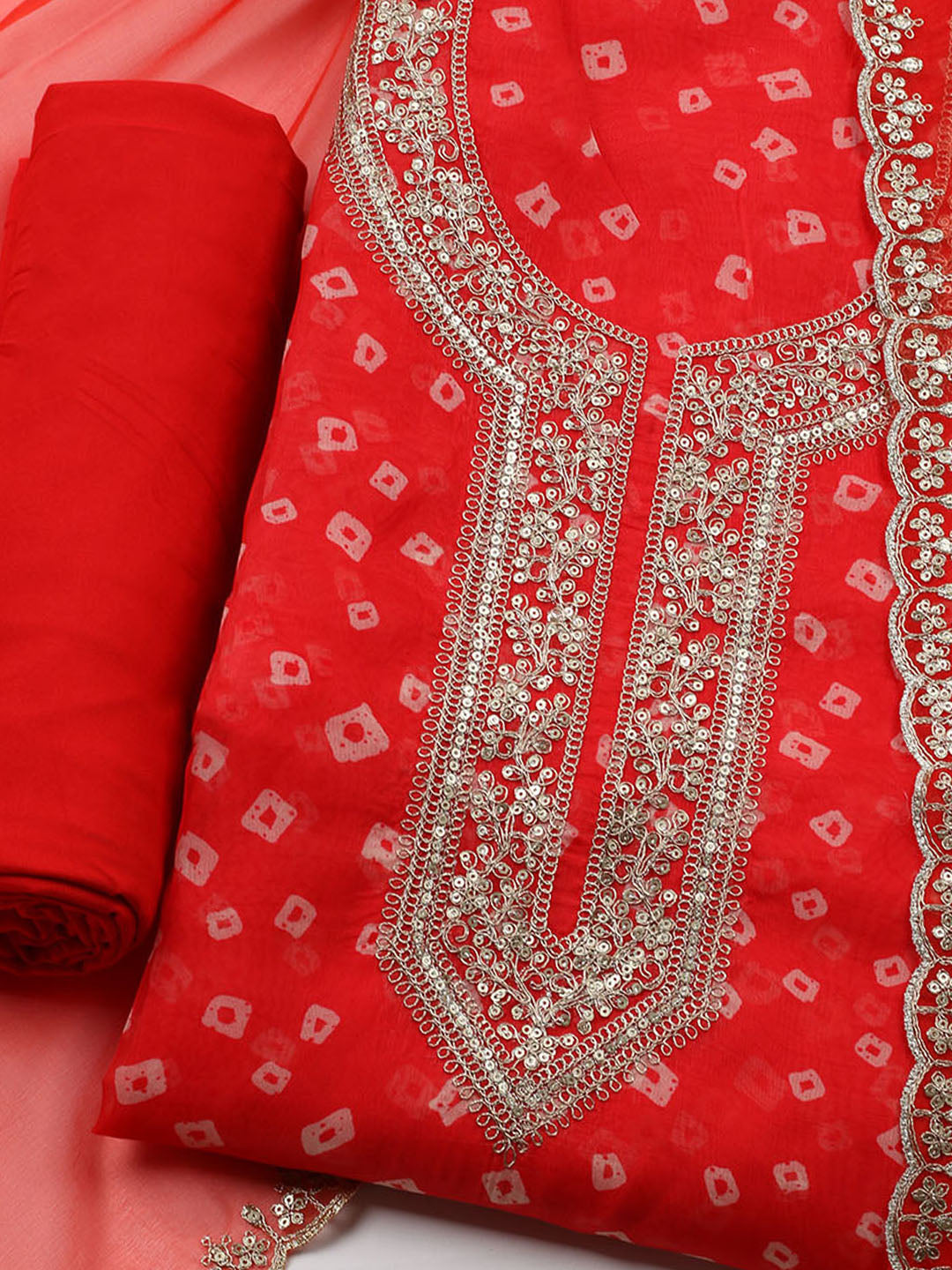 Embroidered Organza Unstitched Suit With Dupatta